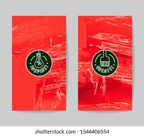 Set of vector business card templates with brush stroke background.