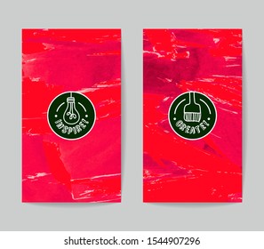 Set of vector business card templates with brush stroke background.