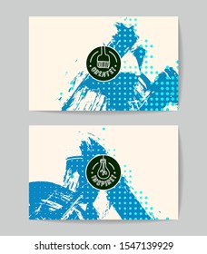 Set of vector business card templates with brush stroke background.