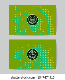 Set of vector business card templates with brush stroke background.