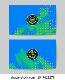 Set of vector business card templates with brush stroke background.