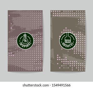 Set of vector business card templates with brush stroke background.