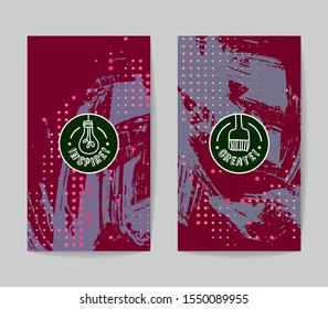 Set of vector business card templates with brush stroke background.