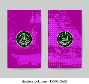 Set of vector business card templates with brush stroke background.