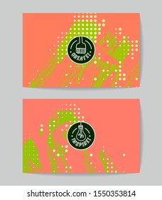 Set of vector business card templates with brush stroke background.