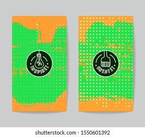 Set of vector business card templates with brush stroke background.