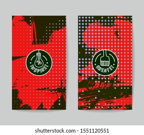 Set of vector business card templates with brush stroke background.