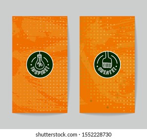 Set of vector business card templates with brush stroke background.