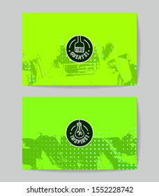 Set of vector business card templates with brush stroke background.