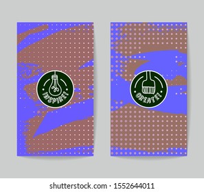 Set of vector business card templates with brush stroke background.