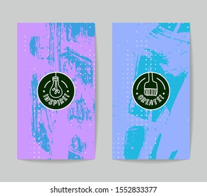 Set of vector business card templates with brush stroke background.
