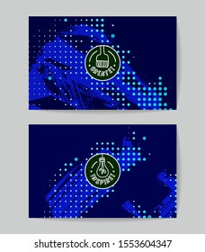 Set of vector business card templates with brush stroke background.