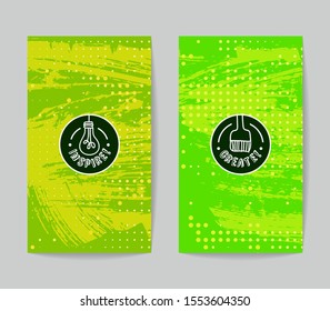 Set of vector business card templates with brush stroke background.