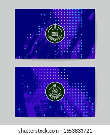 Set of vector business card templates with brush stroke background.