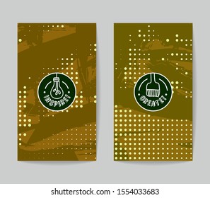 Set of vector business card templates with brush stroke background.