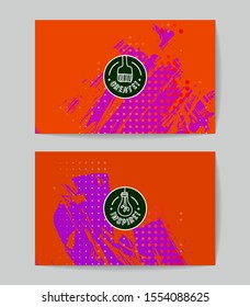 Set of vector business card templates with brush stroke background.