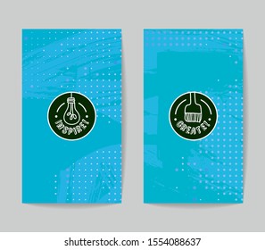 Set of vector business card templates with brush stroke background.