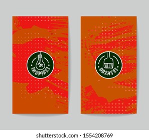 Set of vector business card templates with brush stroke background.