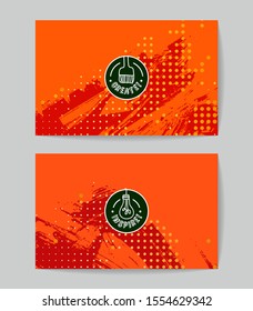 Set of vector business card templates with brush stroke background.