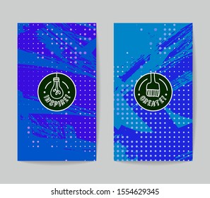 Set of vector business card templates with brush stroke background.