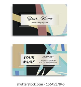 Set of vector business card templates with brush stroke background. Abstract universal grunge art texture, contemporary modern design. Creative minimalistic painting. Wallpaper with space for the text