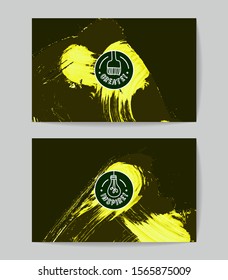 Set of vector business card templates with brush stroke background.