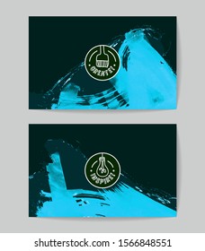 Set of vector business card templates with brush stroke background.