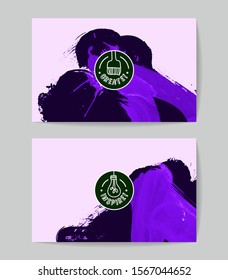 Set of vector business card templates with brush stroke background.