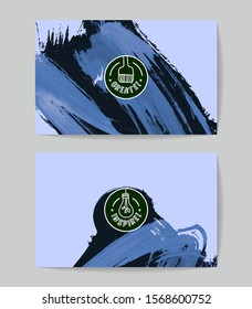 Set of vector business card templates with brush stroke background.