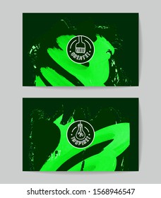 Set of vector business card templates with brush stroke background.