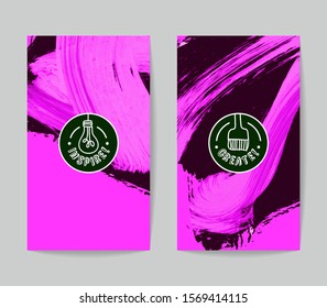 Set of vector business card templates with brush stroke background.