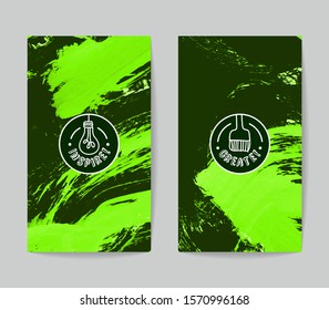 Set of vector business card templates with brush stroke background.