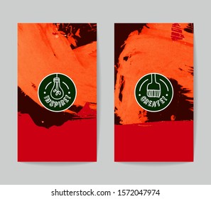 Set of vector business card templates with brush stroke background.