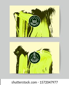 Set of vector business card templates with brush stroke background.