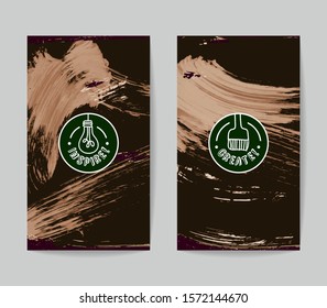 Set of vector business card templates with brush stroke background.