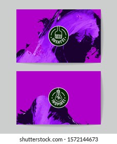 Set of vector business card templates with brush stroke background.
