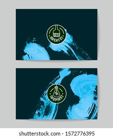Set of vector business card templates with brush stroke background.