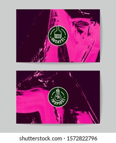 Set of vector business card templates with brush stroke background.