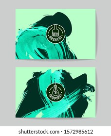 Set of vector business card templates with brush stroke background.