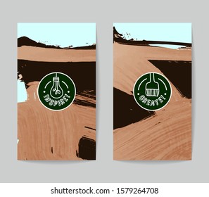 Set of vector business card templates with brush stroke background.