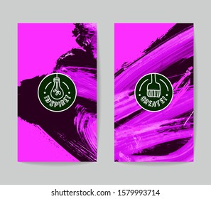 Set of vector business card templates with brush stroke background.