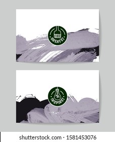 Set of vector business card templates with brush stroke background.