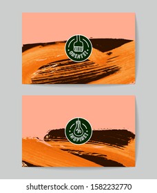 Set of vector business card templates with brush stroke background.