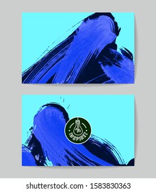Set of vector business card templates with brush stroke background.