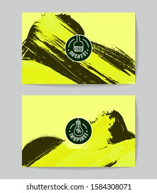 Set of vector business card templates with brush stroke background.