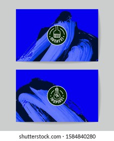 Set of vector business card templates with brush stroke background.