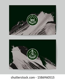 Set of vector business card templates with brush stroke background.