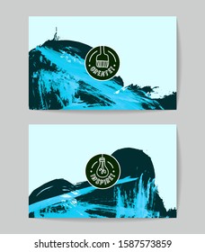 Set of vector business card templates with brush stroke background.