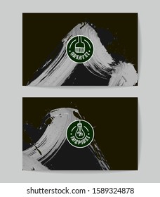 Set of vector business card templates with brush stroke background.