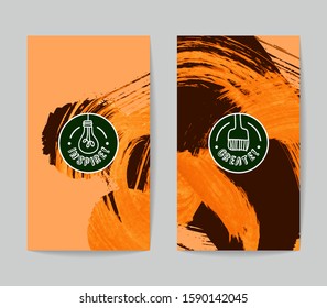 Set of vector business card templates with brush stroke background.